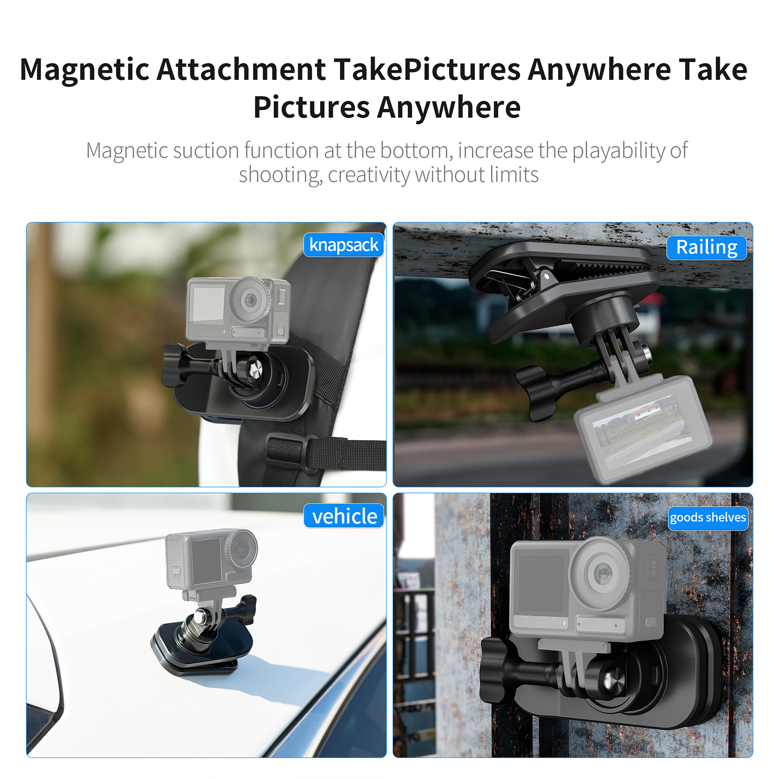 Startrc Ba lô giá đỡ camera Dây đeo gắn kẹp nhanh chóng phát hành 360 ° xoay với máy ảnh thể thao Adapter & 1/4in Adapter Tương thích với Max/12/11/10/9/8 DJI hành động 2/3/4