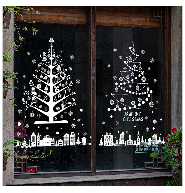 Decal noel – cây thông tuyết trắng