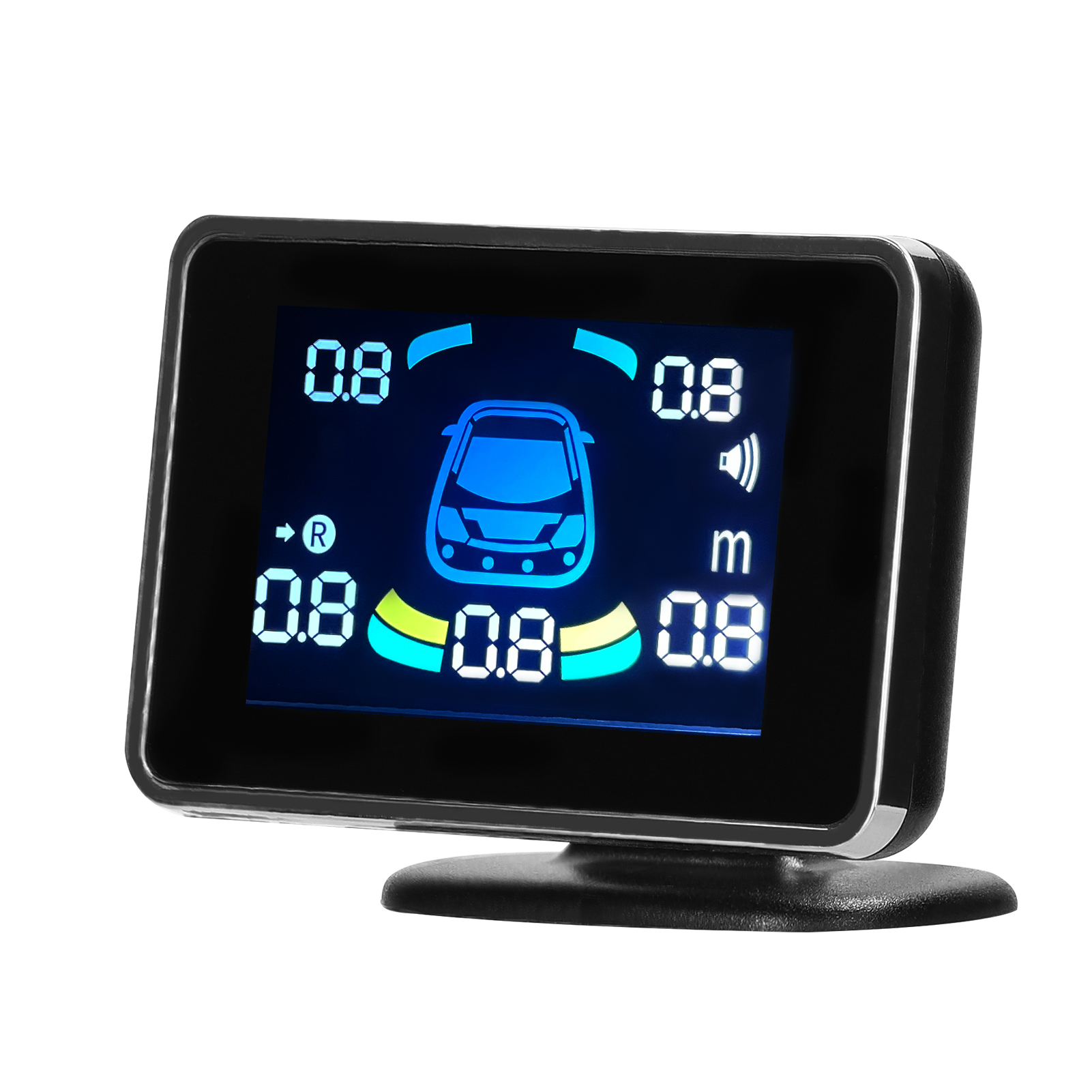 Car Parking Sensor Reversing Radars System Front & Rear Support Sound Warning/Buzzer/Mute with 8 Parking Sensors Distance Detection LCD Distance Display Volumes Adjustable