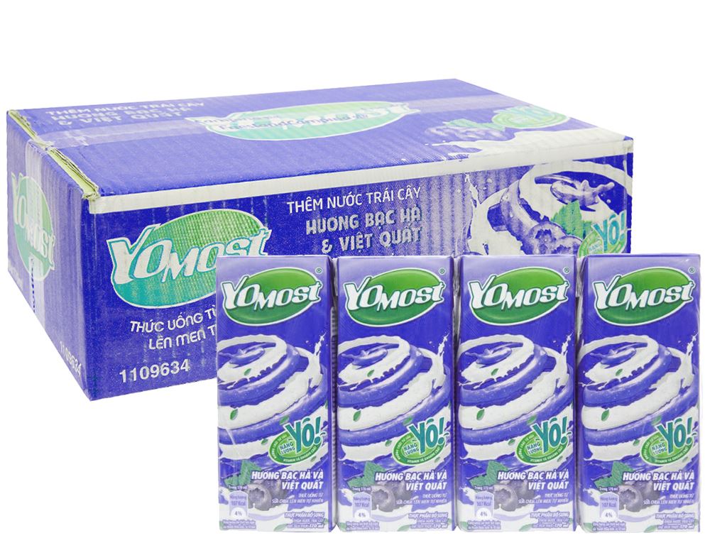Thùng 48 Hộp Sữa chua uống YoMost Việt Quất 170ml