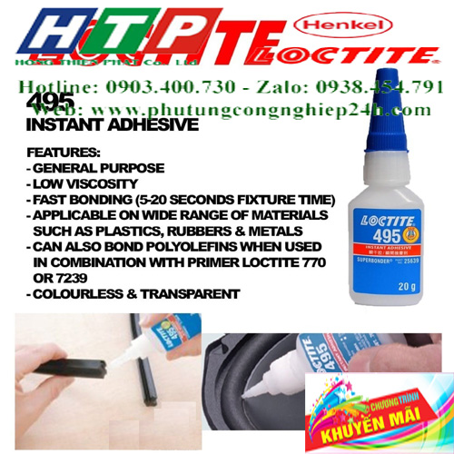 Hướng dẫn sử dụng keo loctite 495 - 20gr