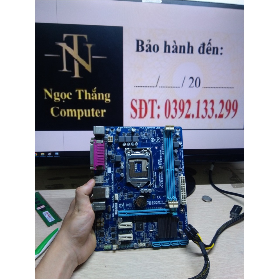 Main Gigabyte  H61 DS2 zin( FREESHIP +TẶNG FE+KEO TẢN NHIỆT+PIN CMOS).Main chính hãng bóc máy văn phòng.Main socket 1155