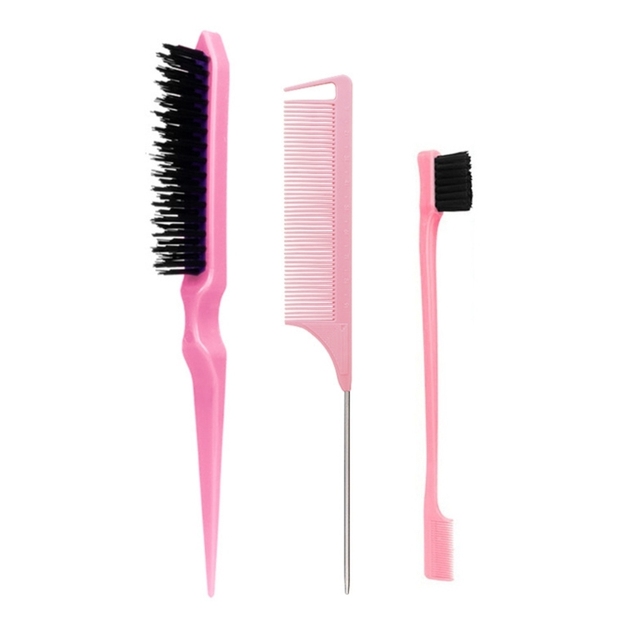 【Innovative】 3pcs Slick Back Hair Brush Set With 1 Pcs Bristle Hair Brush 1 Pcs Brush.