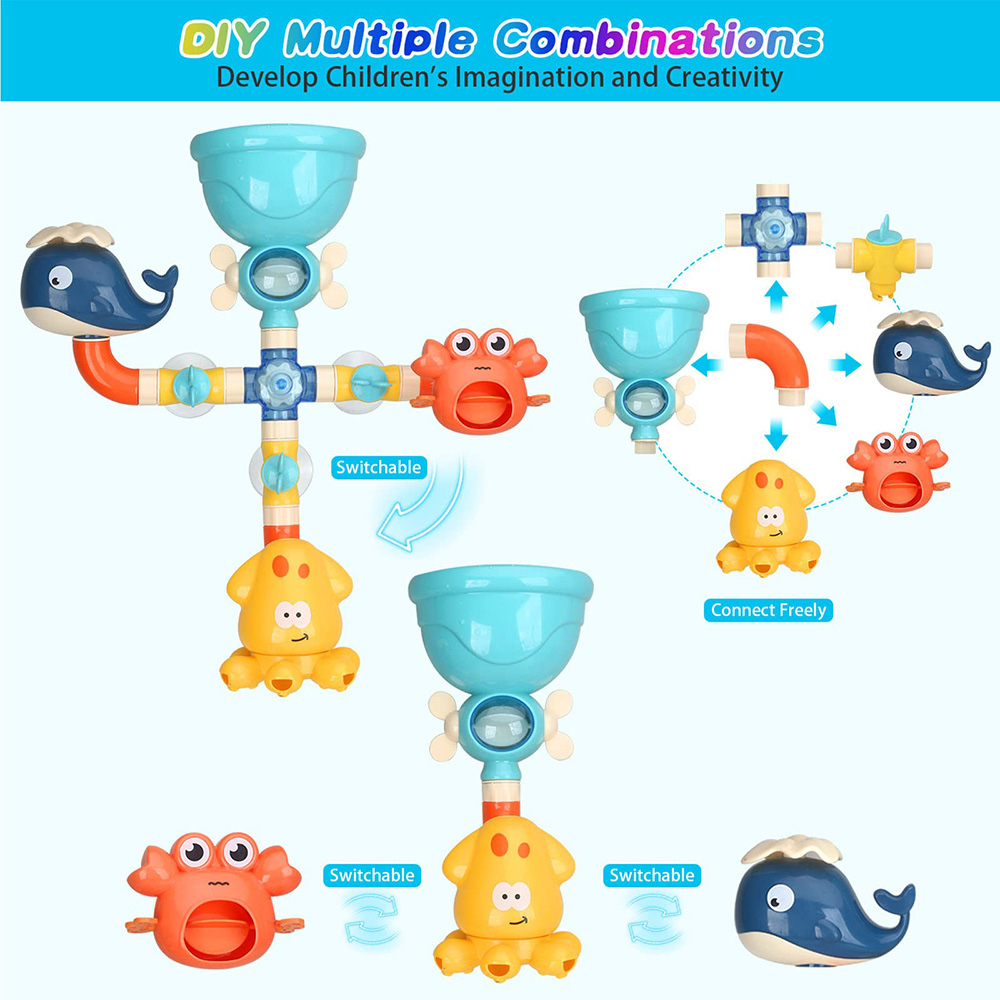 【Amnber Berry Mall】Baby Bath Toys Bathtub Pipes Tubes Time Water Game Spray Swimming Bathroom Toys Toddlers Kids Gifts Birthday Gift. 