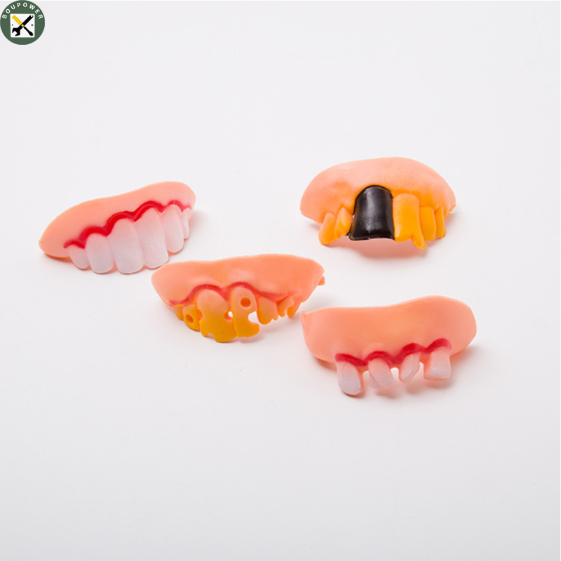 BouPower　Halloween Simulation Denture Funny Soft Braces Rotten Teeth Cosplay Tricky Props