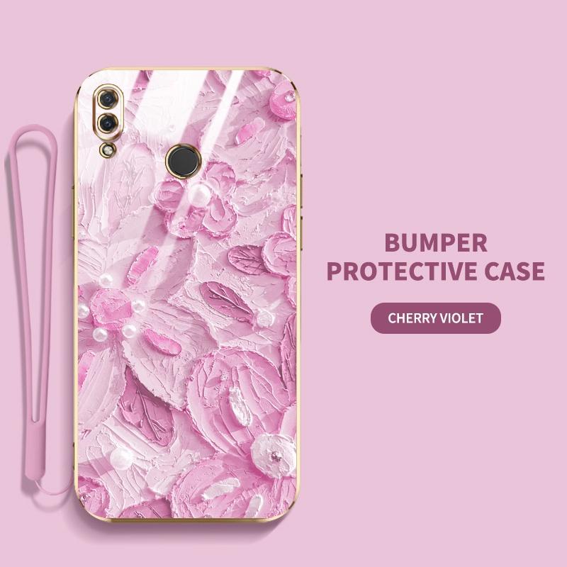 Phone Case for Huawei Nova 3i Nova 5T Nova 3 3E 4 4E Nova 5i Pro Oil Painting Style Flowers Flat Electroplated Soft Shell Send Lanyard