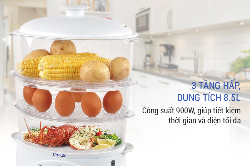 Nồi Hấp Điện Đa Năng 3 Tầng Braburg