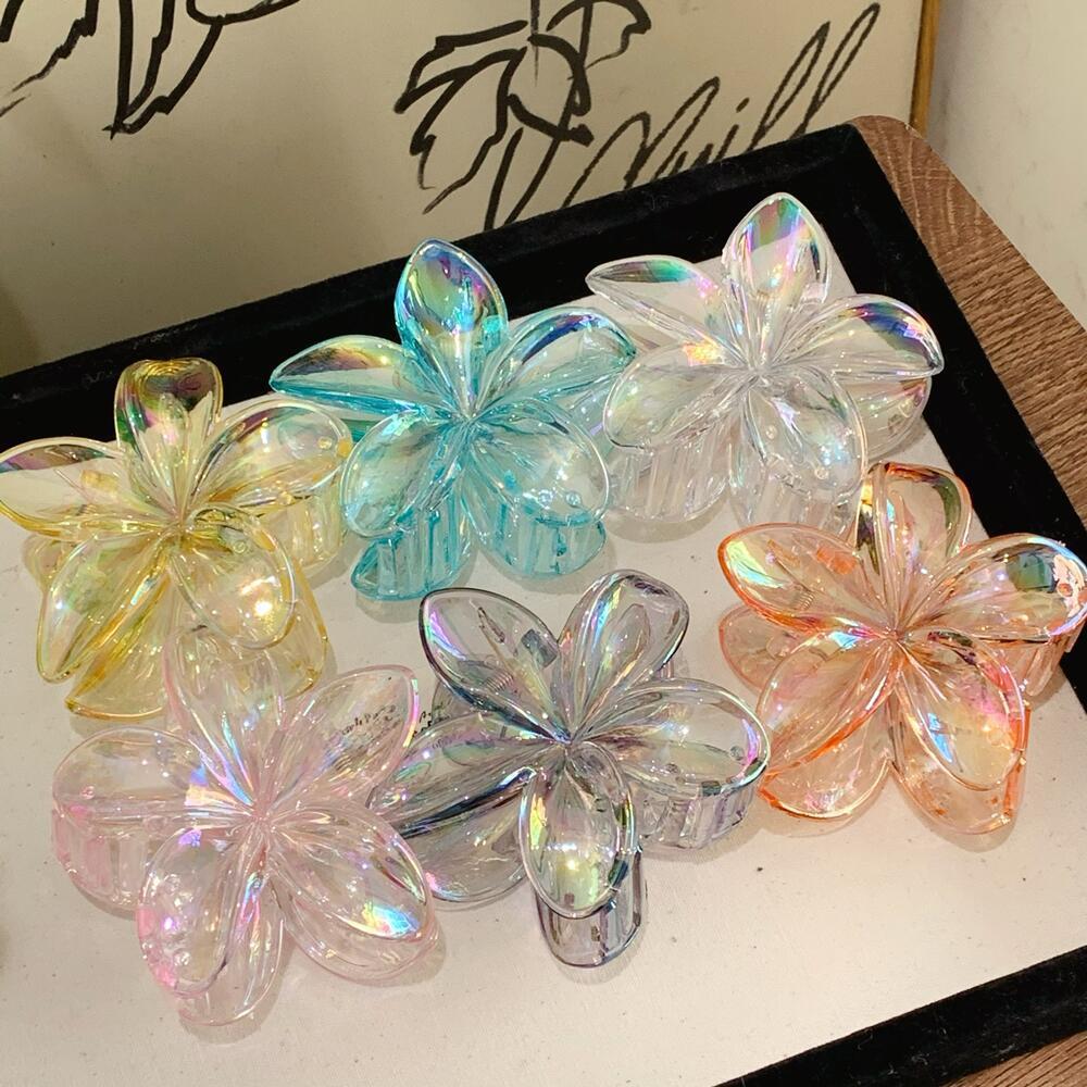 Kẹp Tóc Hoa Sứ Hologram Trong Màu 8cm