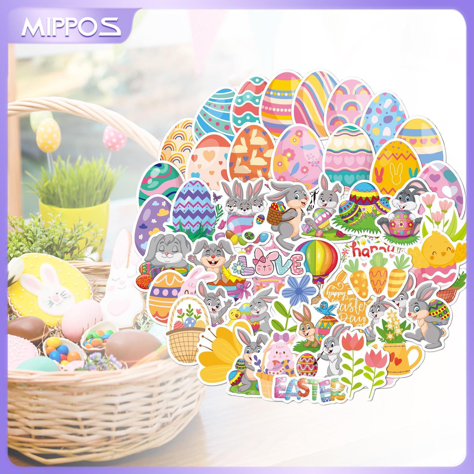 Mippos Easter Stickers, Easter Egg Bunny Stickers, Easter Egg Decals, for Water Bottles