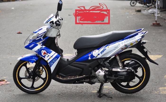 Tem trùm nouvo 5 doraemon xanh trắng,tem decal nouvo 5 doraemon xanh trắng,