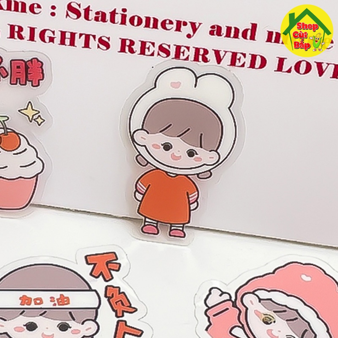 Túi 40 Miếng Sticker Dán Hoạt HÌnh Chống Nước