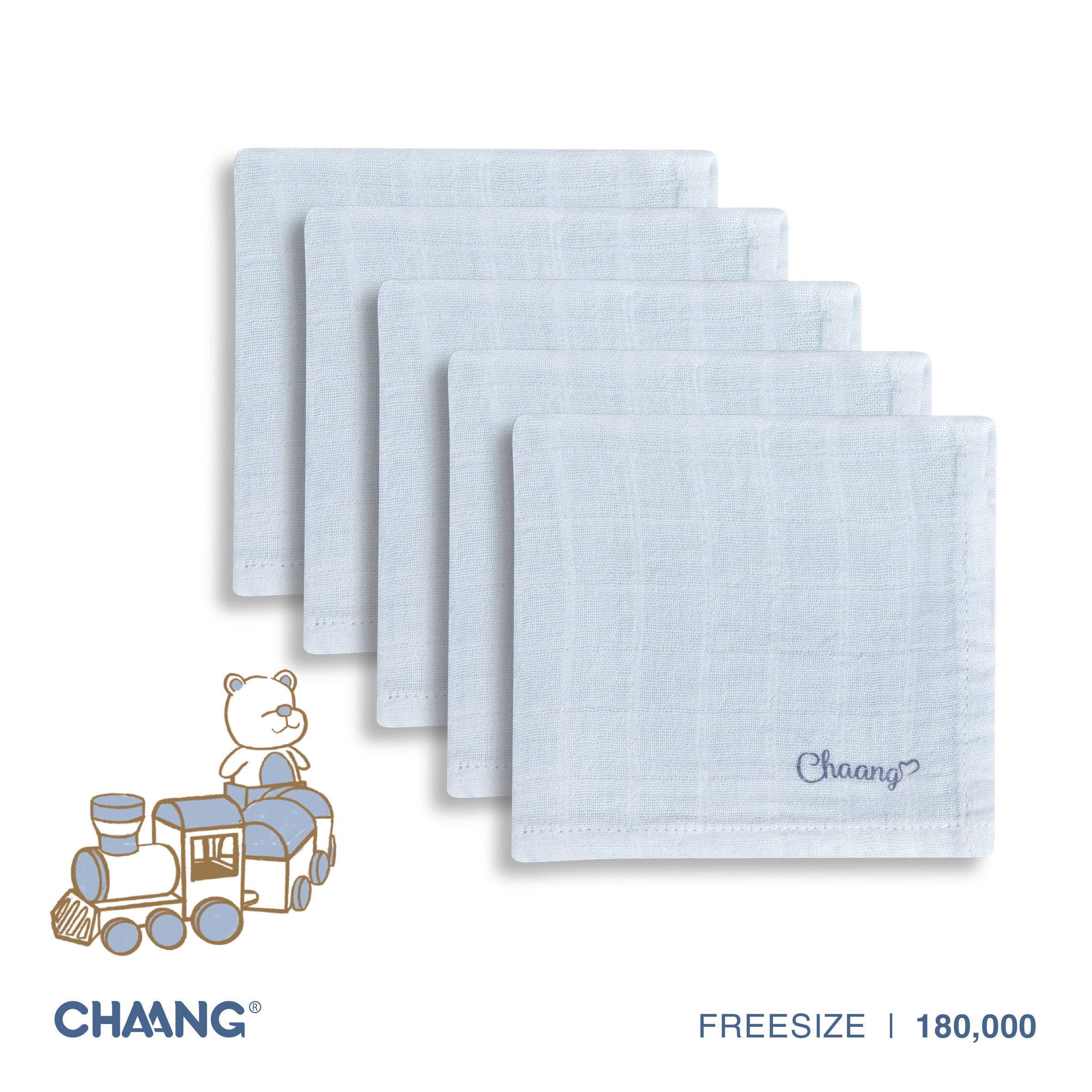 SET 5 chiếc khăn sữa cho bé xanh da trời kích thước 25x25cm Chaang