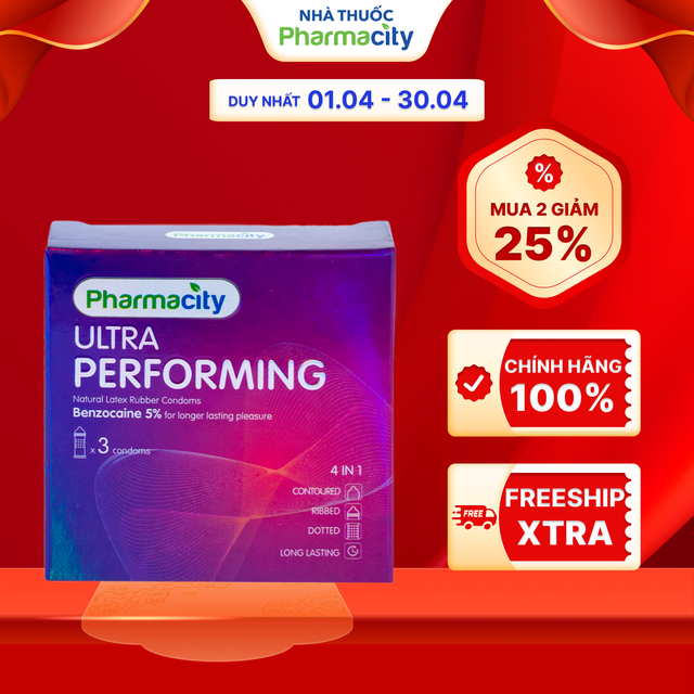 Bao cao su Pharmacity Ultra Performing (Hộp 3 cái)