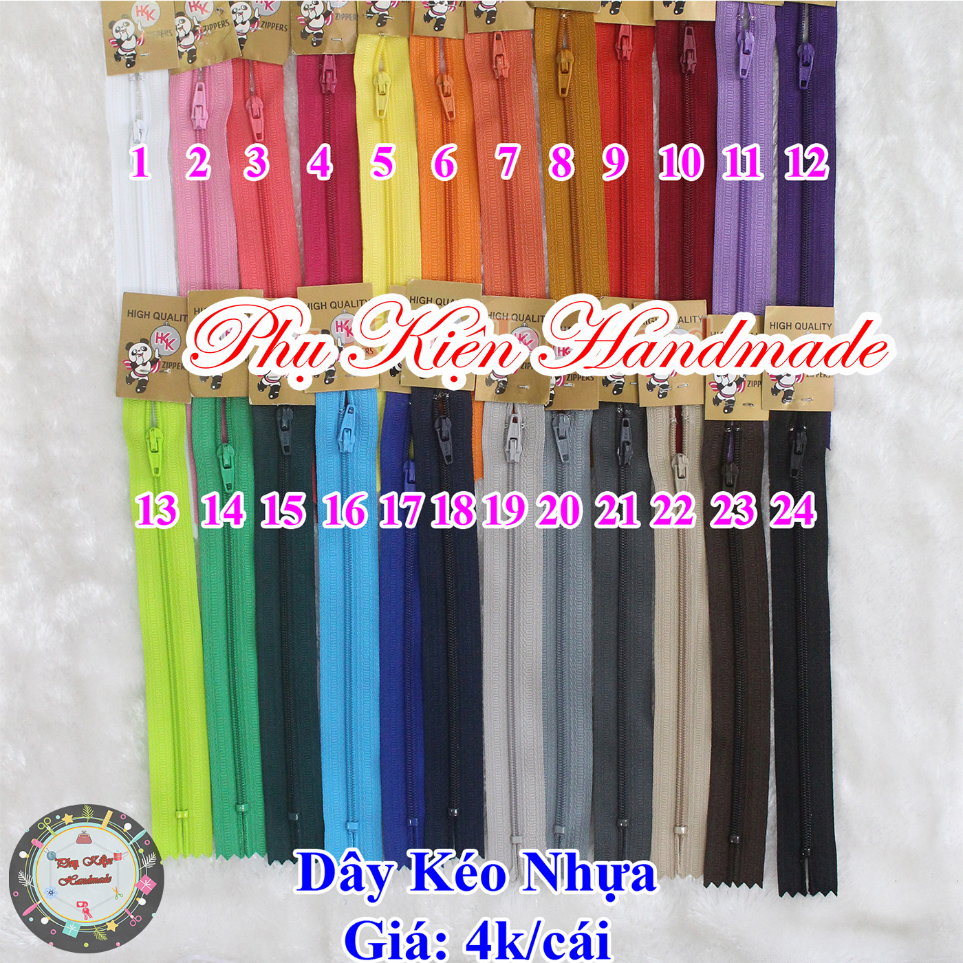 Dây Kéo Nhựa 18cm làm túi xách