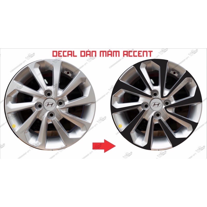 Decal dán mâm Accent (bộ 5 bánh)