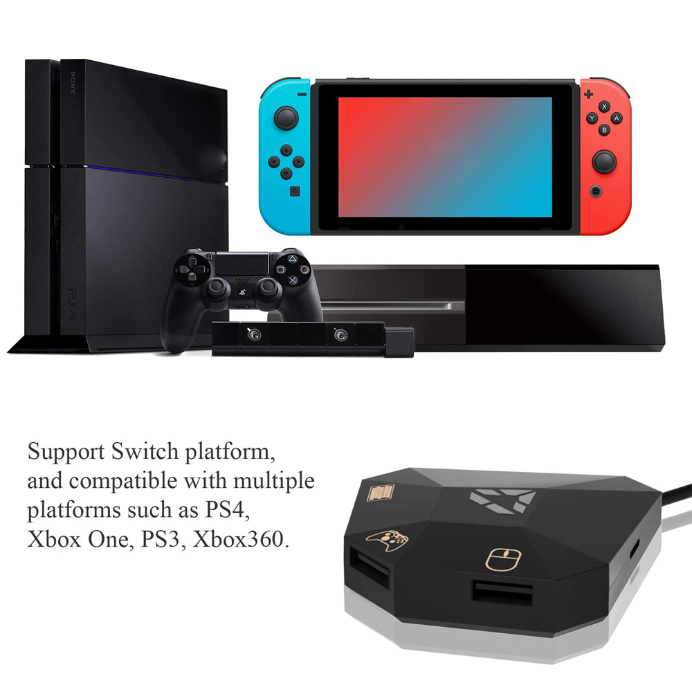 NS Wired USB Connection Keyboard and Mouse Adapter LED Indicator Converter for PS4 /PS3/Xbox One/ Xbox 360/ Switch lite