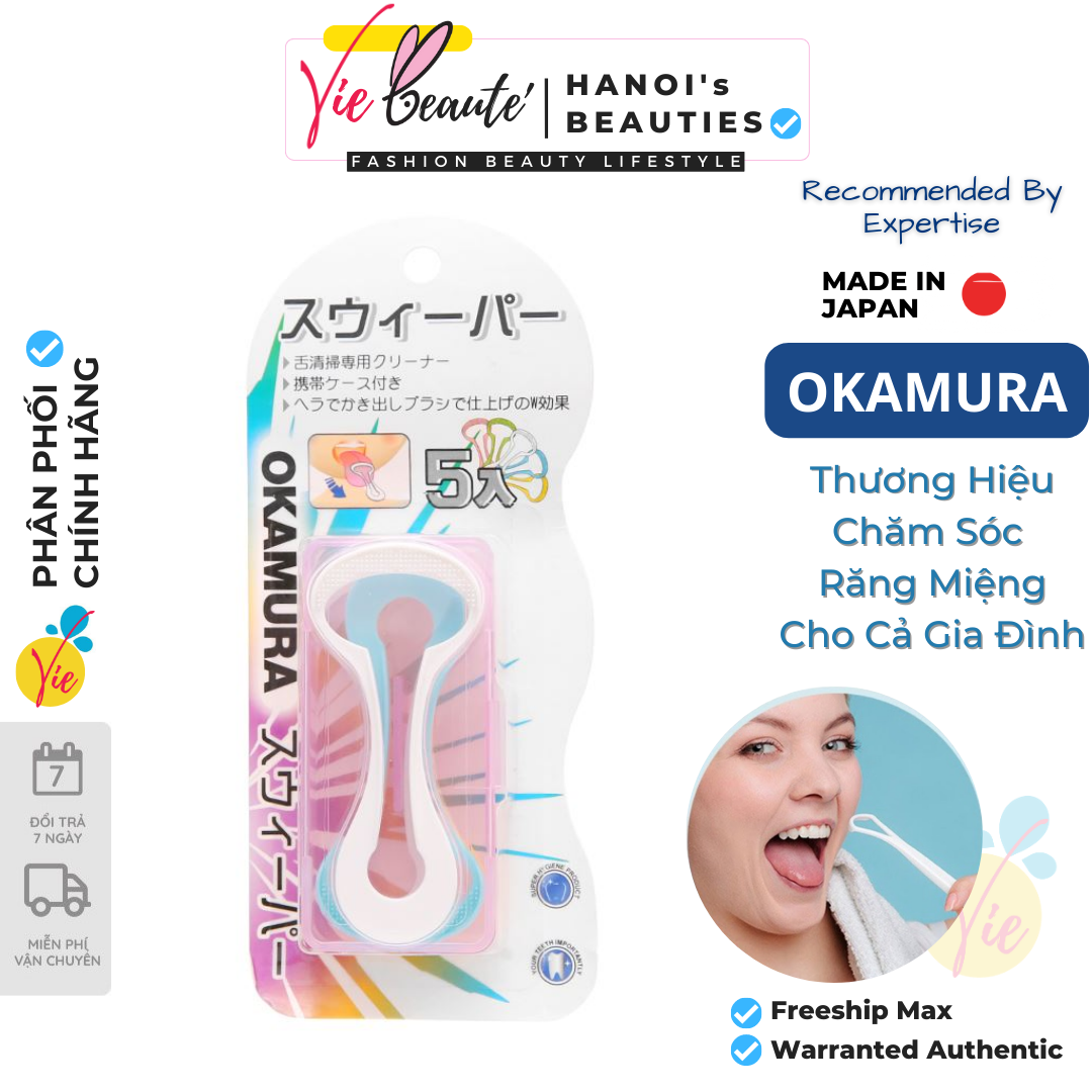 Dụng Cụ Cạo Lưỡi Okamura Nhật Bản (Vỉ 5 cái)