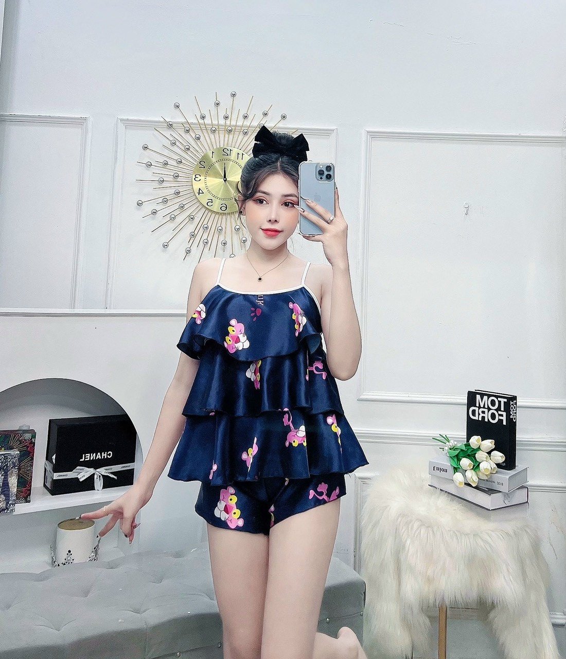 Bộ đồ đùi 2 dây phối tầng xinh quá