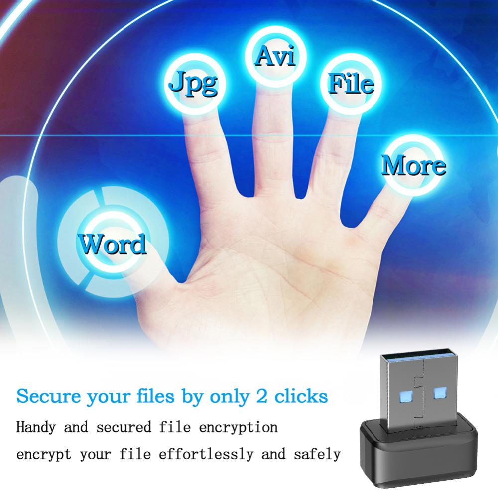 USB Fingerprint Key Reader FIDO U2F Biometric Mini Security Key Dongle Windows Hello Speedy Matching Security Key for PC