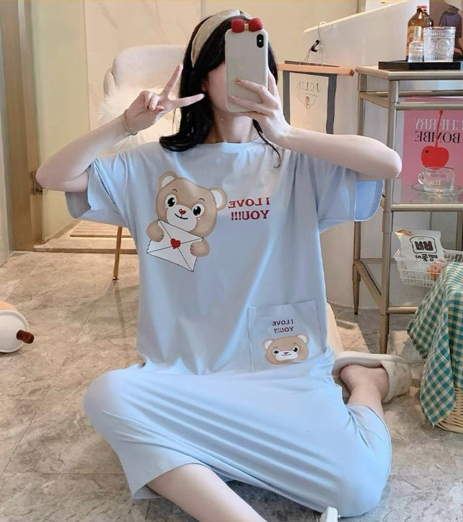 Đầm bầu - Váy mặc nhà -(váy xuông cổ tròn ) chất liệu cotton-mềm- mát -mịn