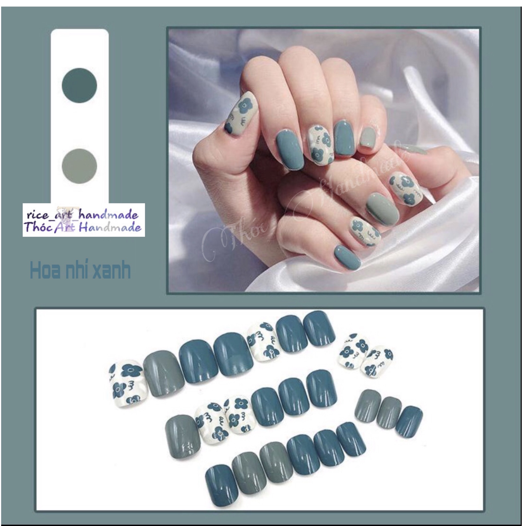 [Thóc Handmade] 24 Móng tay giả + keo hoặc Set 24 miếng silicon siêu cute