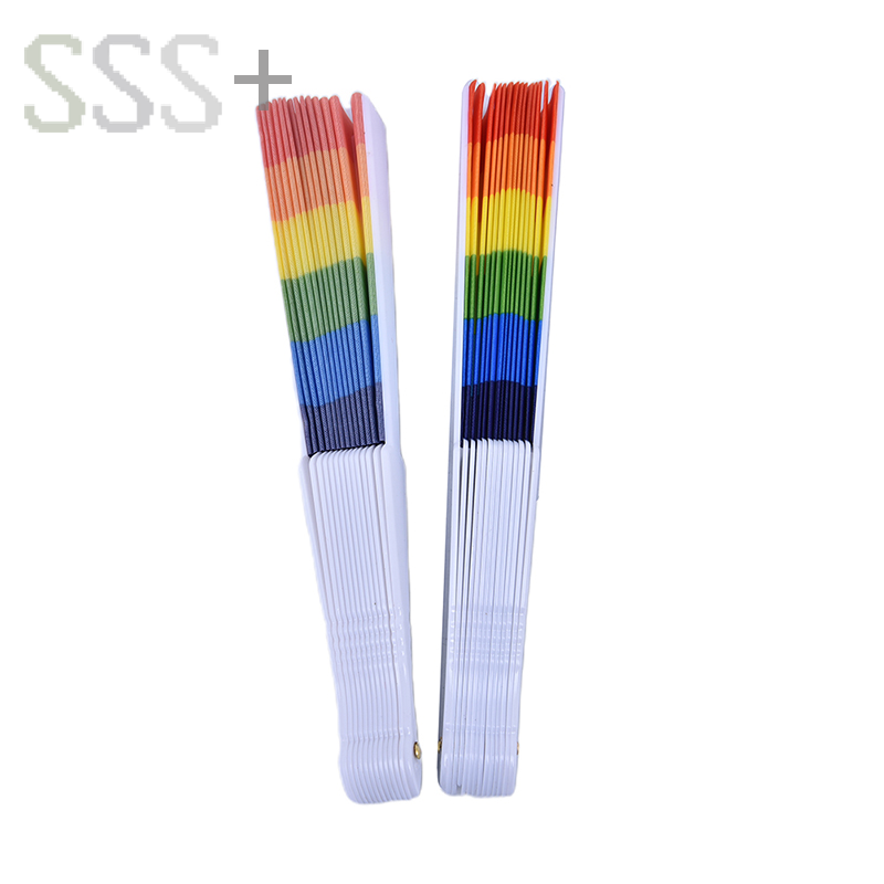 SSS+Shop 1 chiếc quạt cầu vồng quạt gấp cầm tay nhảy múa trang trí quạt thủ công nghệ thuật trang trí