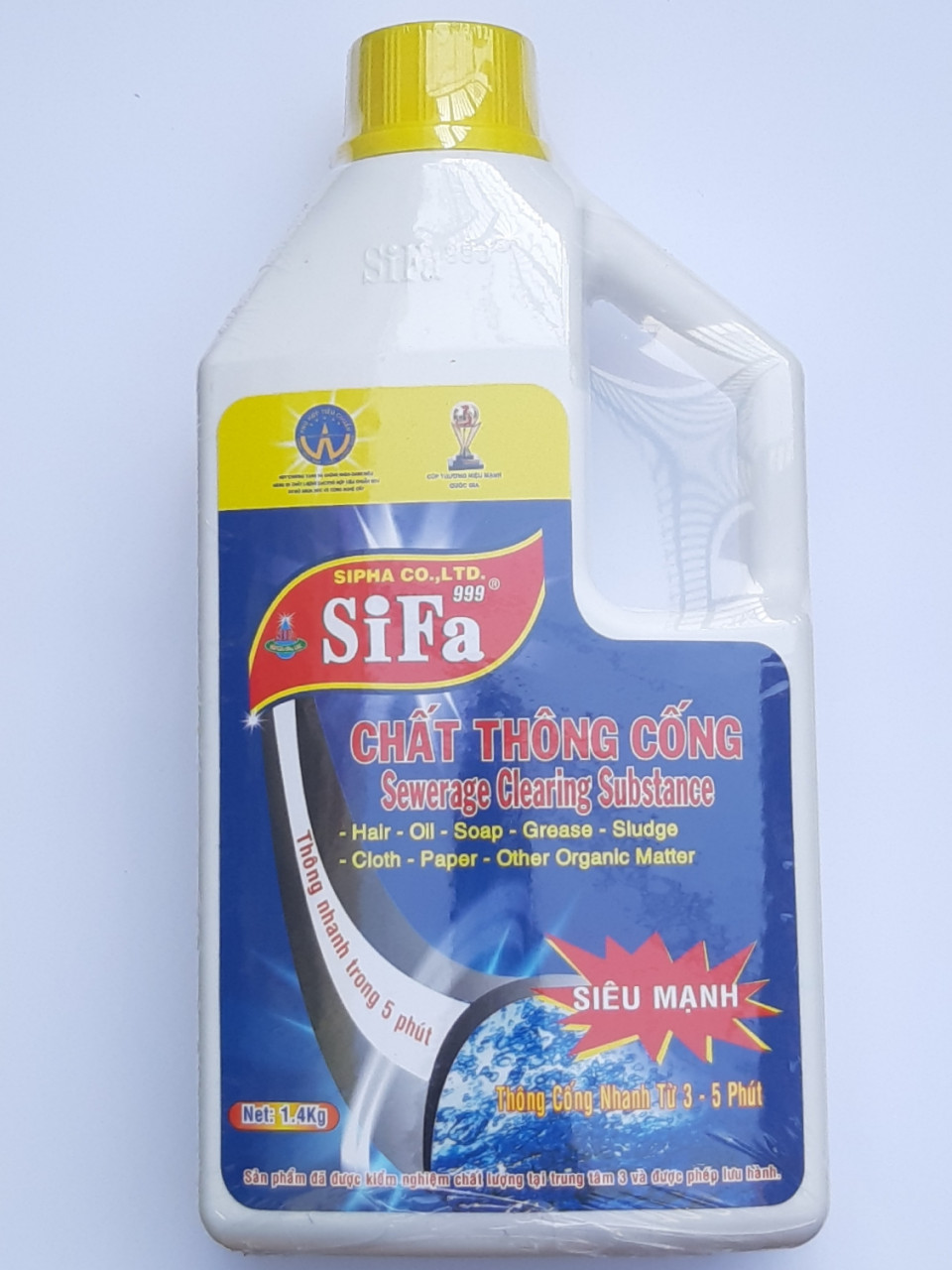 Chất thông tắc cống chống hôi Siêu mạnh 5 phút 1600g Sifa Thái giải quyết tắc nghẽn đường ống do tóc & rác thải, phân hủy thức ăn mảng bám lâu nắm gây nghẹt cầu cống, thông bồn cầu lavabo toilet, phân hủy tóc rá