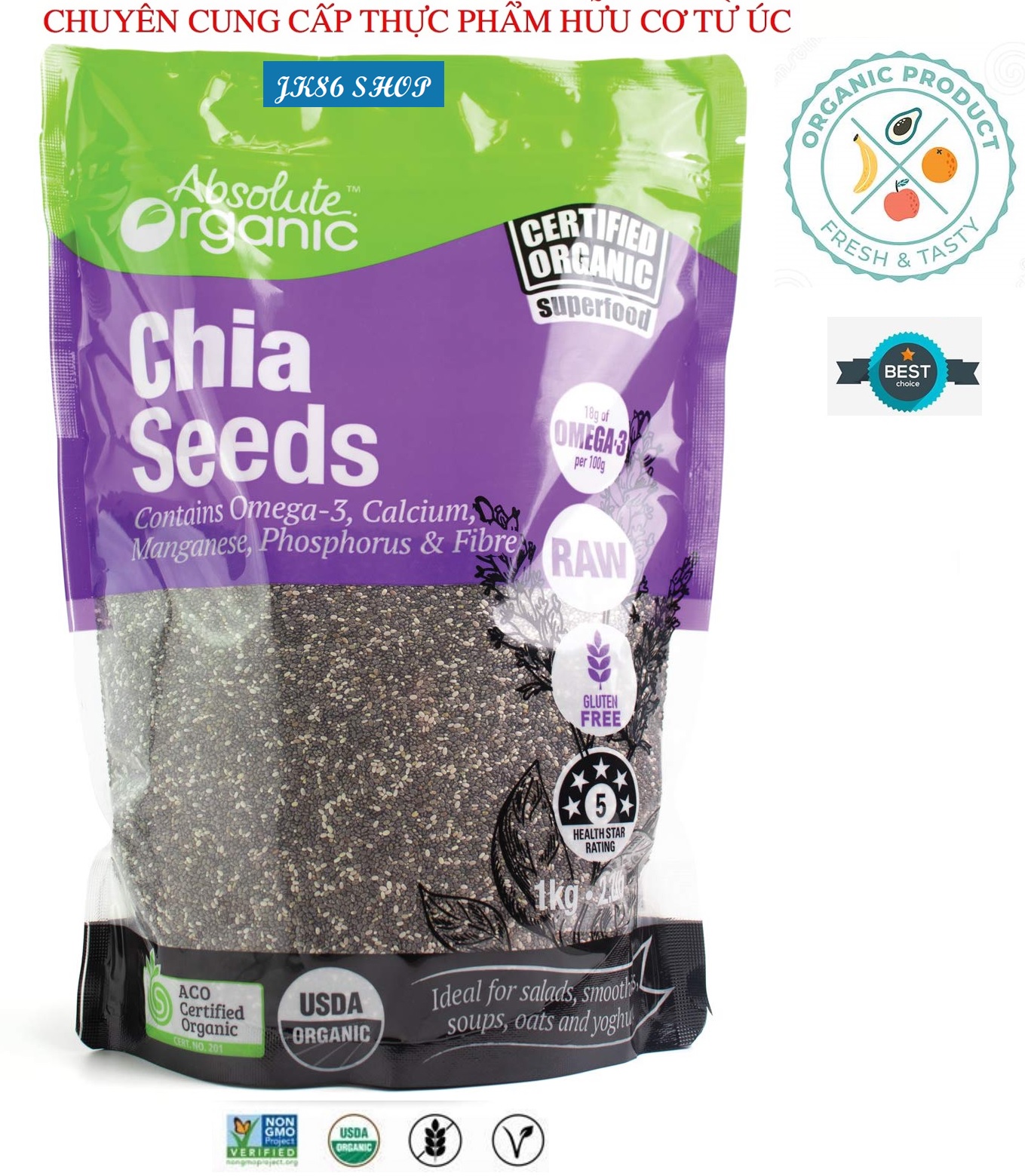 Hạt Chia Úc Organic Chia Seeds 1kg