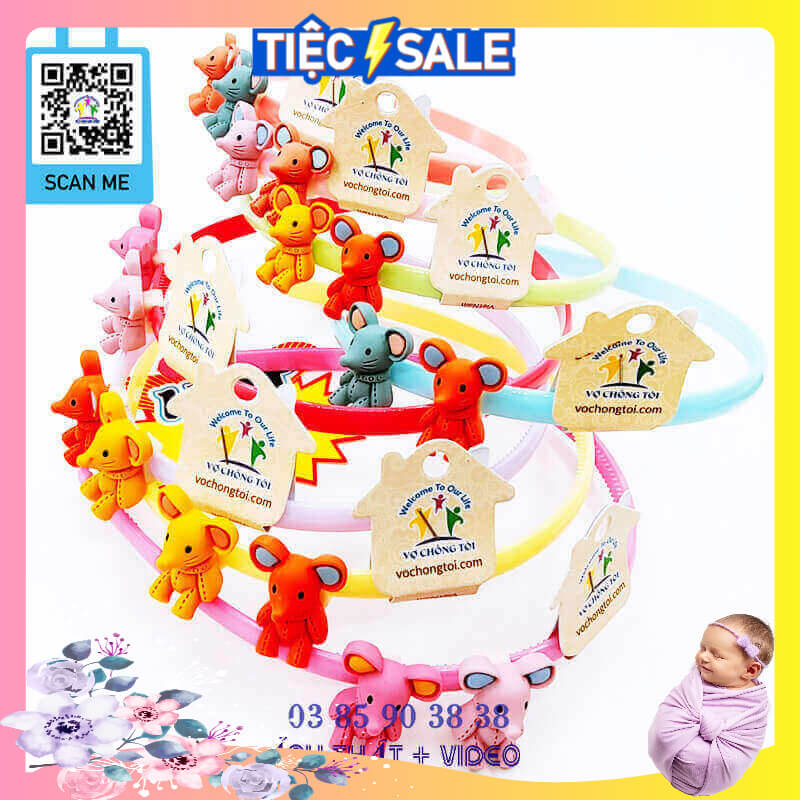 Cài tóc cho bé gái nhựa dẻo trong, bờm tóc trẻ em cao cấp chuột con xinh xắn - thương hiệu Vợ Chồng Tôi
