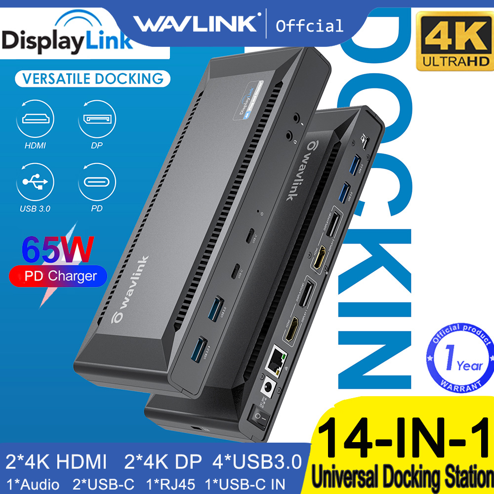 Wavlink USB C HUB Dual 5K at 60Hz DP or Dual 5K at 60Hz HDMI charging,Displaylink driver with 2xDisplay Port 1.2, 2xHDMI 2.0, 3xUSB-C Port, 3xUSB 3.0 Port, Gigabit Ethernet, Audio