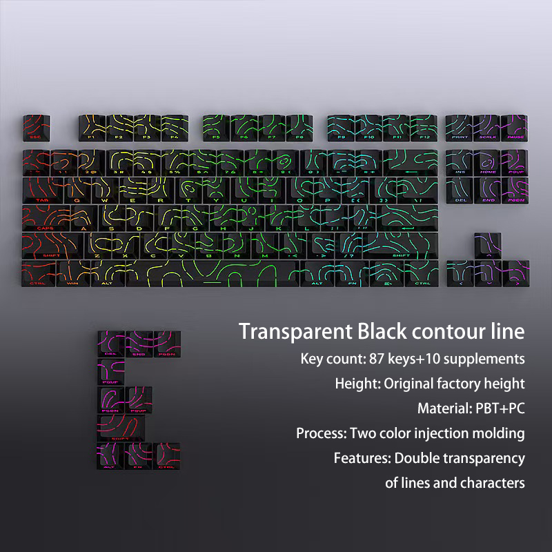 【Sell-Well】 Contour 4.0 Side Engraved Keycap PBT Translucent 97 Key Gaming Mechanical Keyboard Key Cap White For Magnetic Switch F75 GMK87. 
