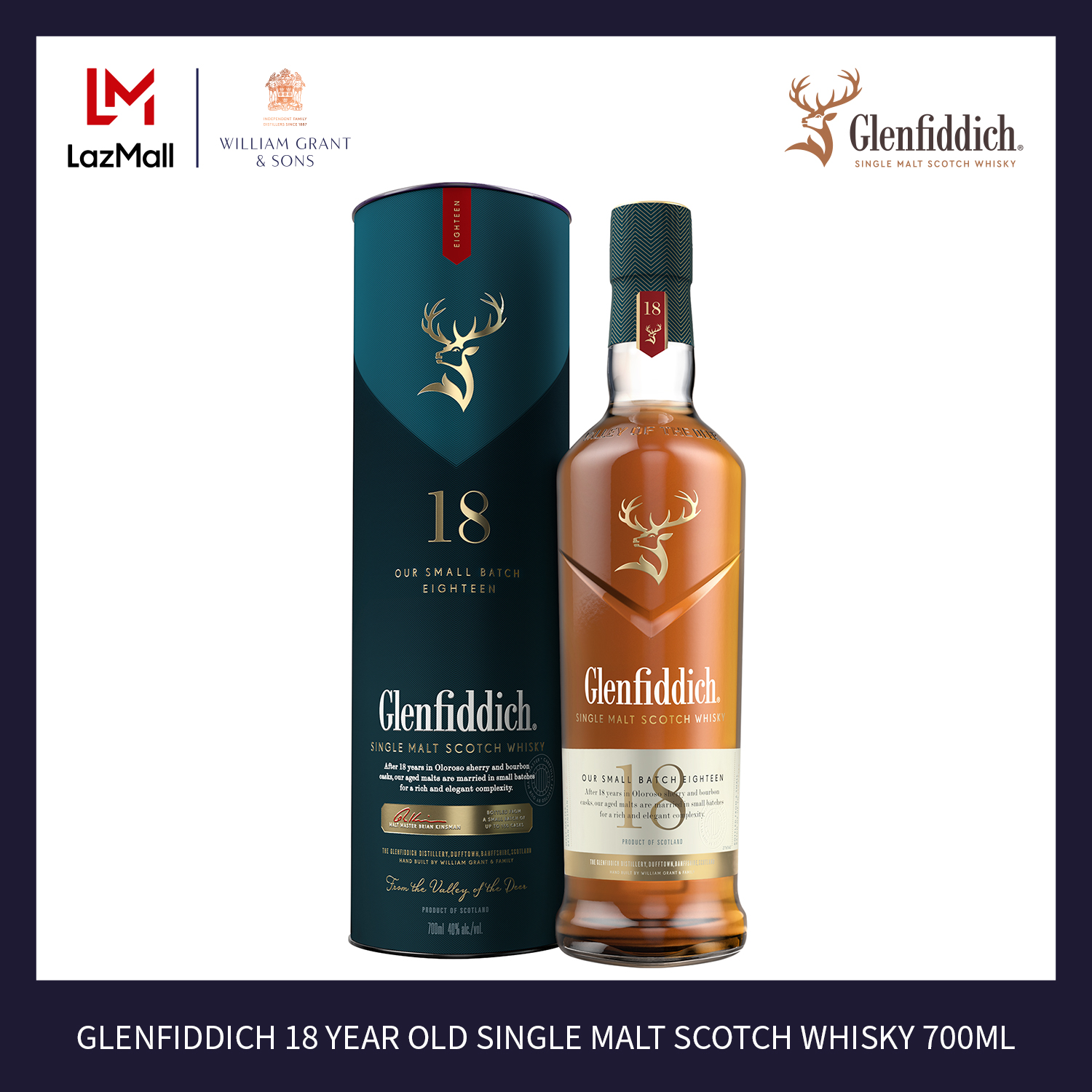 Glenfiddich Small Batch Eighteen Single Malt Scotch Whisky 18 Year Old  [700ml]