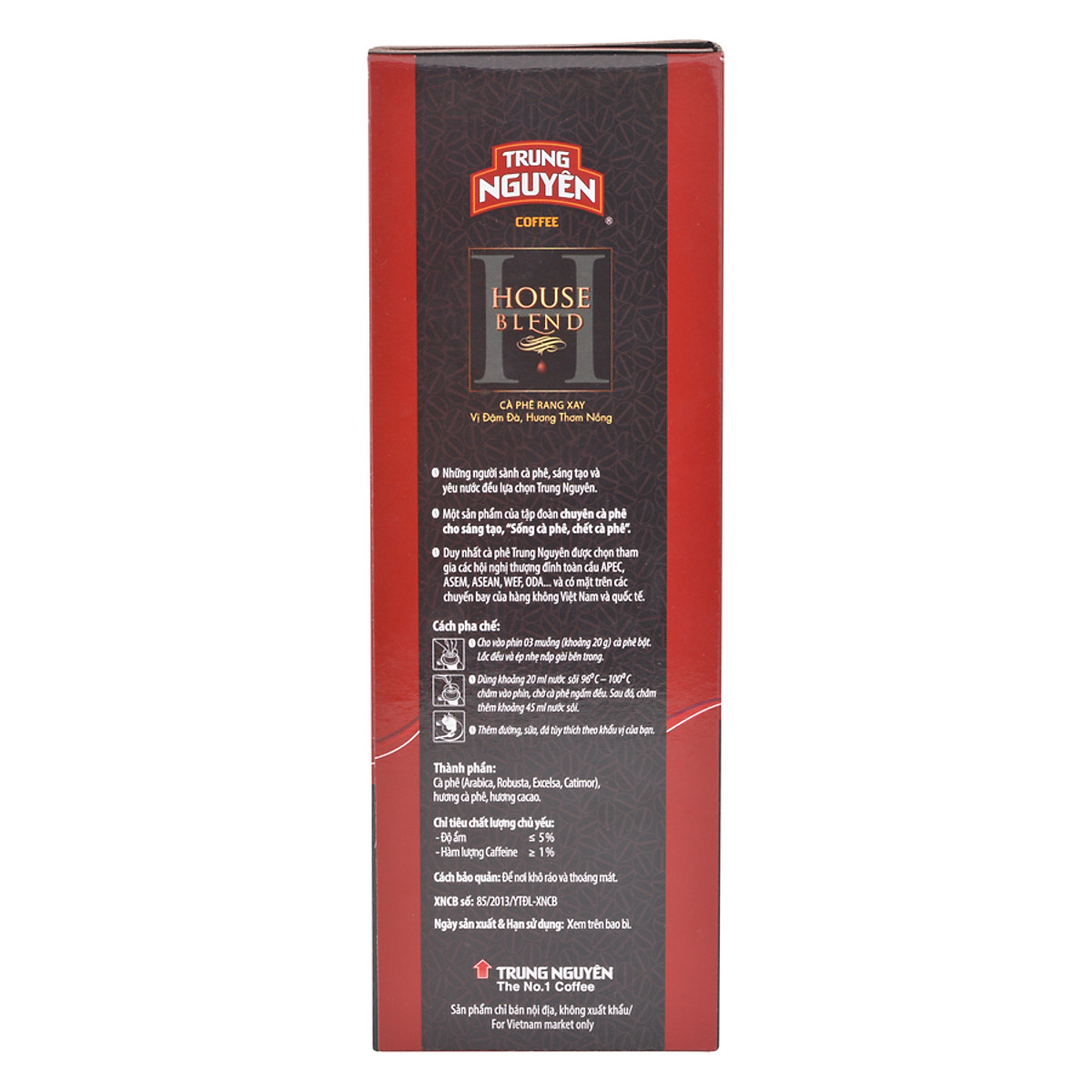 ( 02 HỘP) Cà phê Trung Nguyên House Blend( Hộp 500gam - Cà phê rang xay pha phin Trung Nguyên)