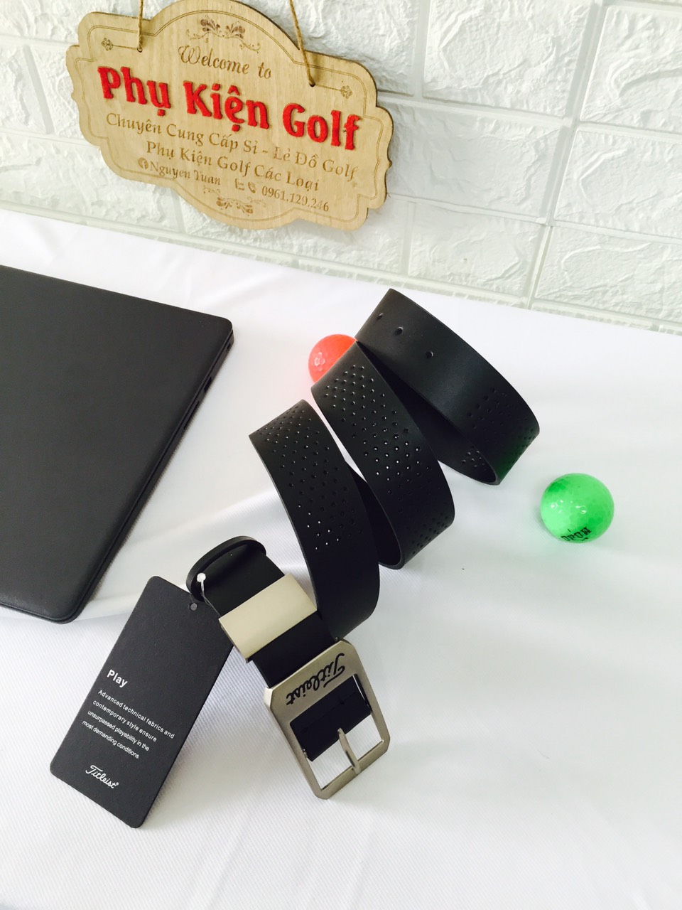 Thắt lưng golf (màu đen-trắng) Golf belt-골프벨트