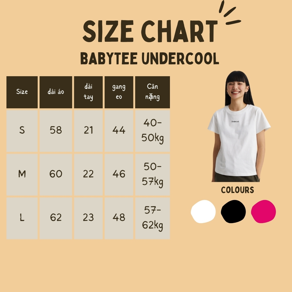 Áo thun cộc tay BABYTEE UNDERCOOL baby tee màu trơn basic dễ phối đồ cho mùa hè