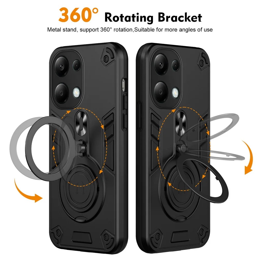 For Redmi Note 13 case Shockproof Armor Bumper Stand with Holder Ring Cover casing For Redmi Note 13 Pro Plus Phone casing.