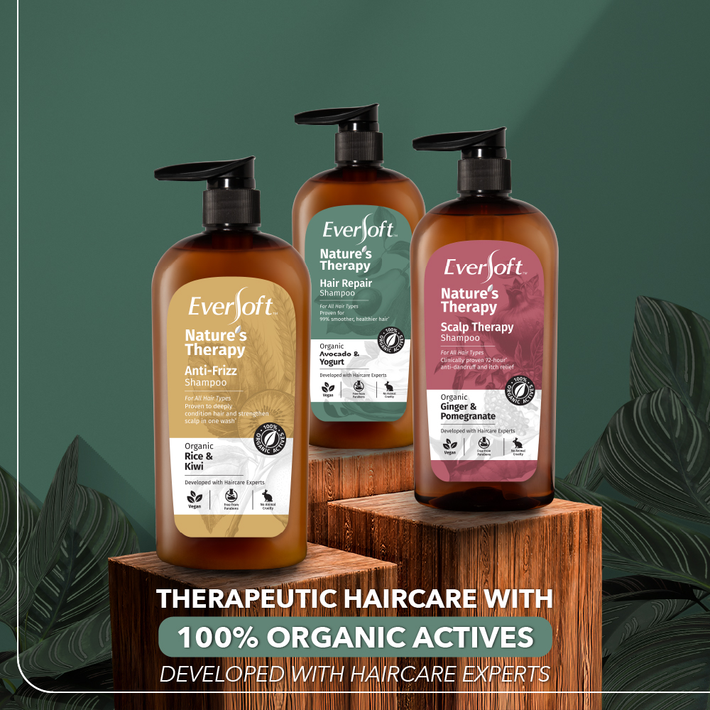 EVERSOFT Nature's Therapy Organic Shampoo 450ml - 3 Variants