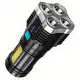 Powerful 4 LED Flashlight With COB Side Light, 4 Modes USB Rechargeable Flash Light, Waterproof, ABS Torch,, Camping Tool. 