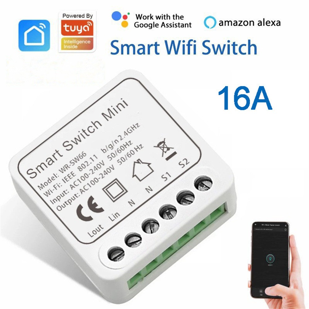 E life smart store 16a tuya smart wifi switch 2-way control switch mini smart breaker smart life control 16a 100v-240vmini smart breaker works for alexa google home yandex alice