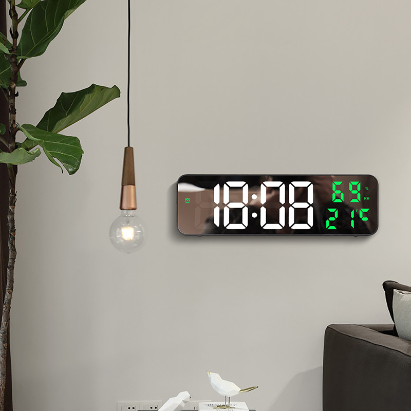 Clock Multi-functional LED alarm clock Simple mirror clock living room wall clock