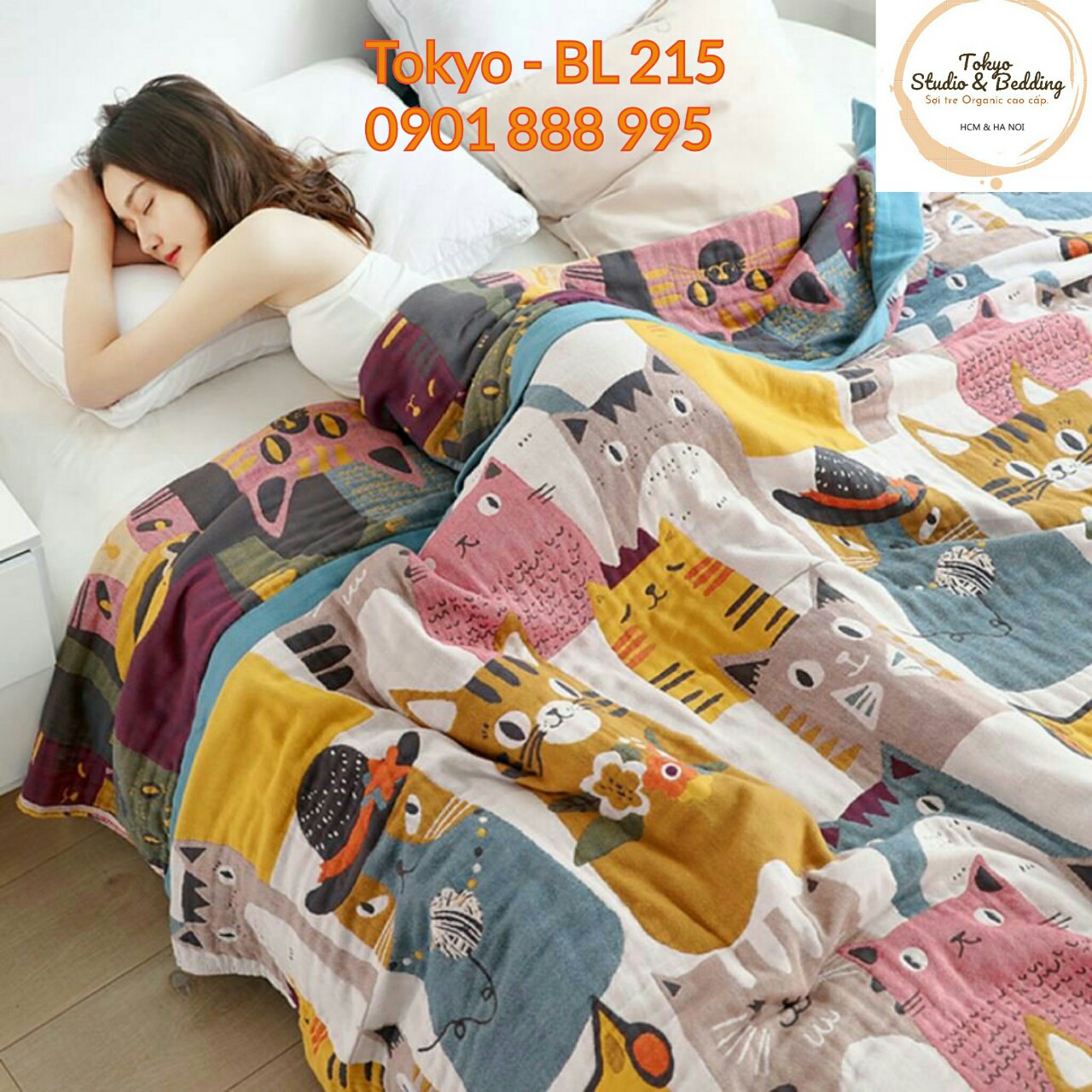 (2)TH Chăn Xô Cotton Sợi Tre Organic cho Bé