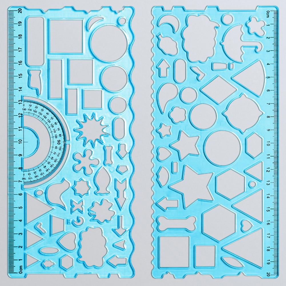 2Pcs Drawing with Protractor Mini Study Multi Shaped Hollowed-out ...