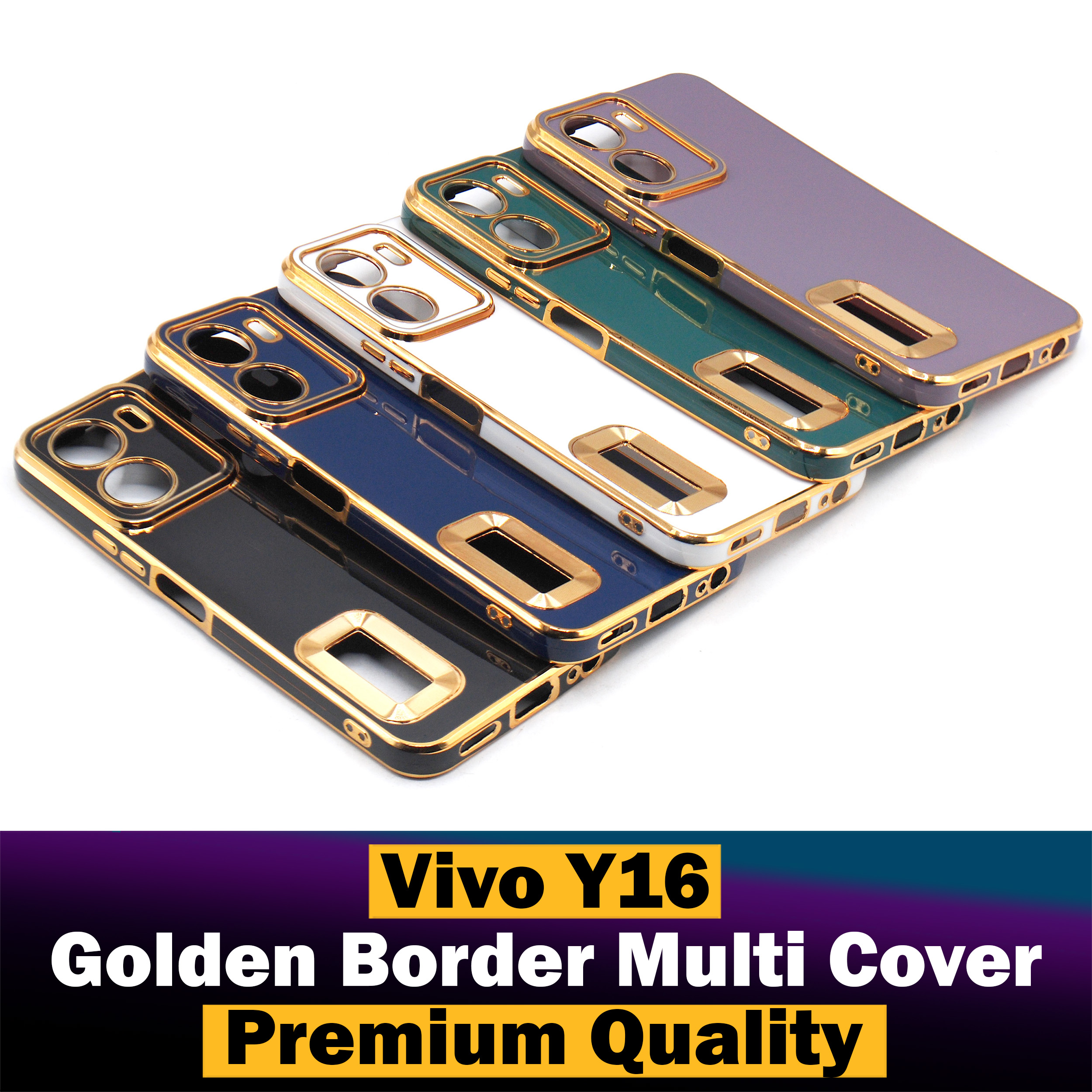 Vivo Y16 Back Cover Soft Multi Golden Border Camera Protection Cover For Vivo Y16. 