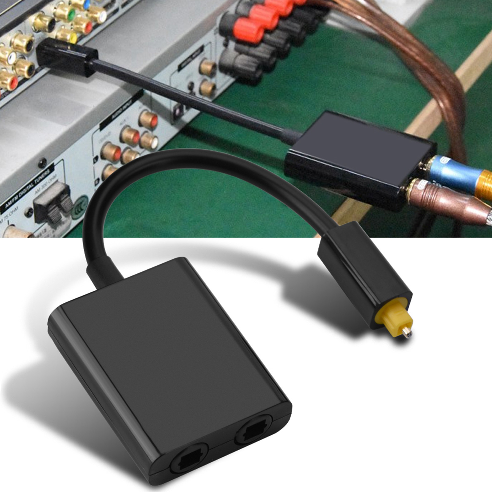 Optical Fiber Splitter 1 in 2 Out Audio Adapter Cable Digital Optical Splitter Cable