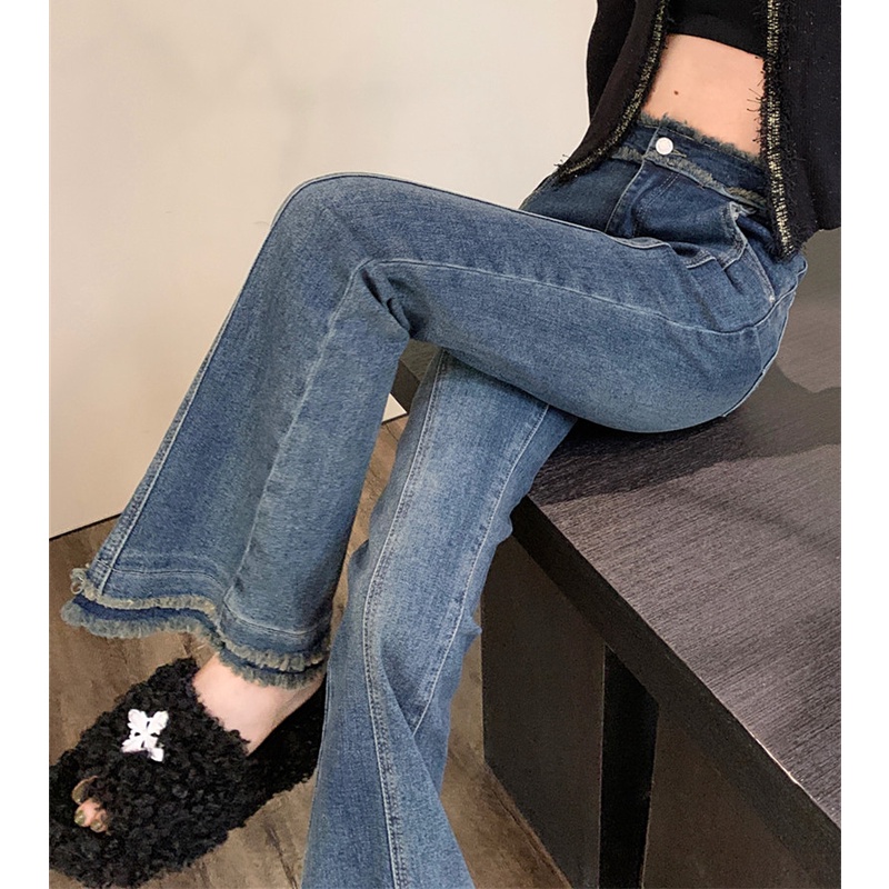 Quần Jeans Nữ Lưng Cao Ống Loe Thời Trang