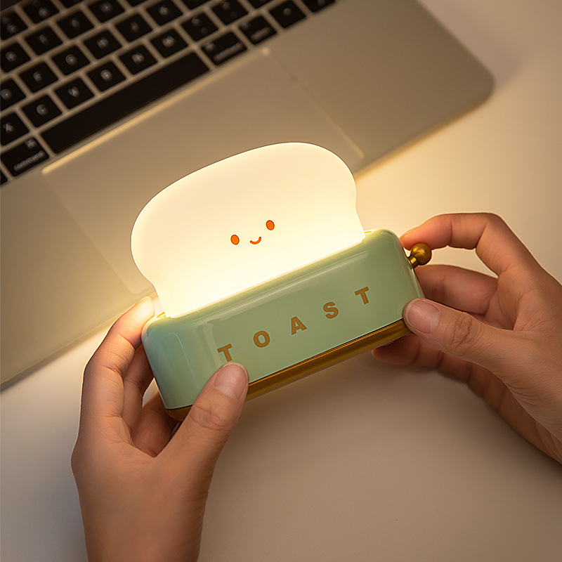 Máy làm bánh mì đèn ban đêm Không Dây đèn ngủ đèn bàn sáng tạo Sạc Mờ Chiếu Sáng LED ánh sáng ấm áp Phòng Ngủ Cạnh Giường Thời Gian Đèn