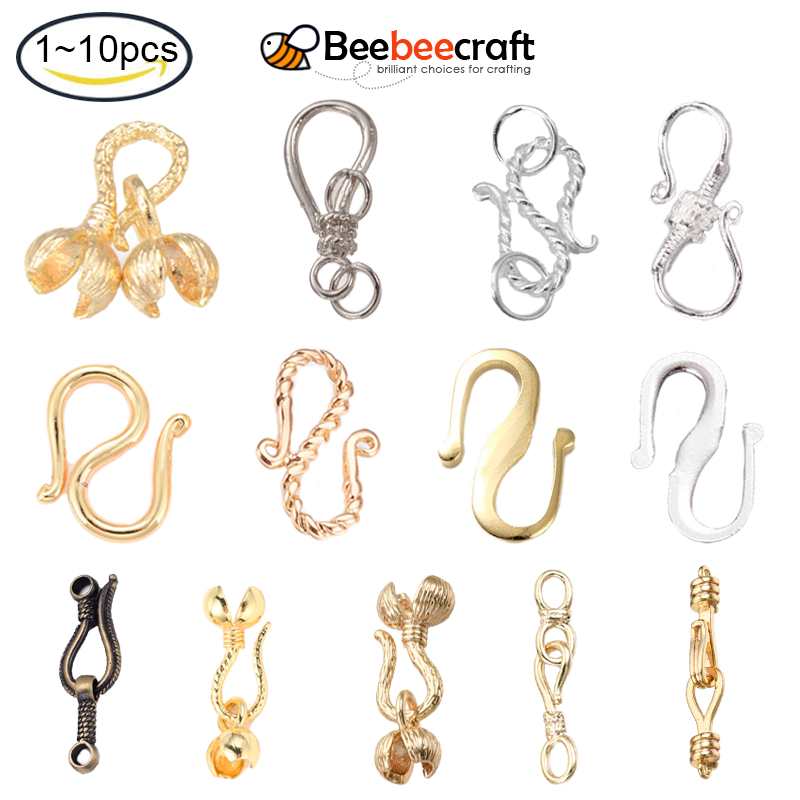 Beebeecraft 1-10 pc Brass S Hook Clasps Necklace Clasp Connectors S-Shaped  Hook for Necklace Jewelry Making