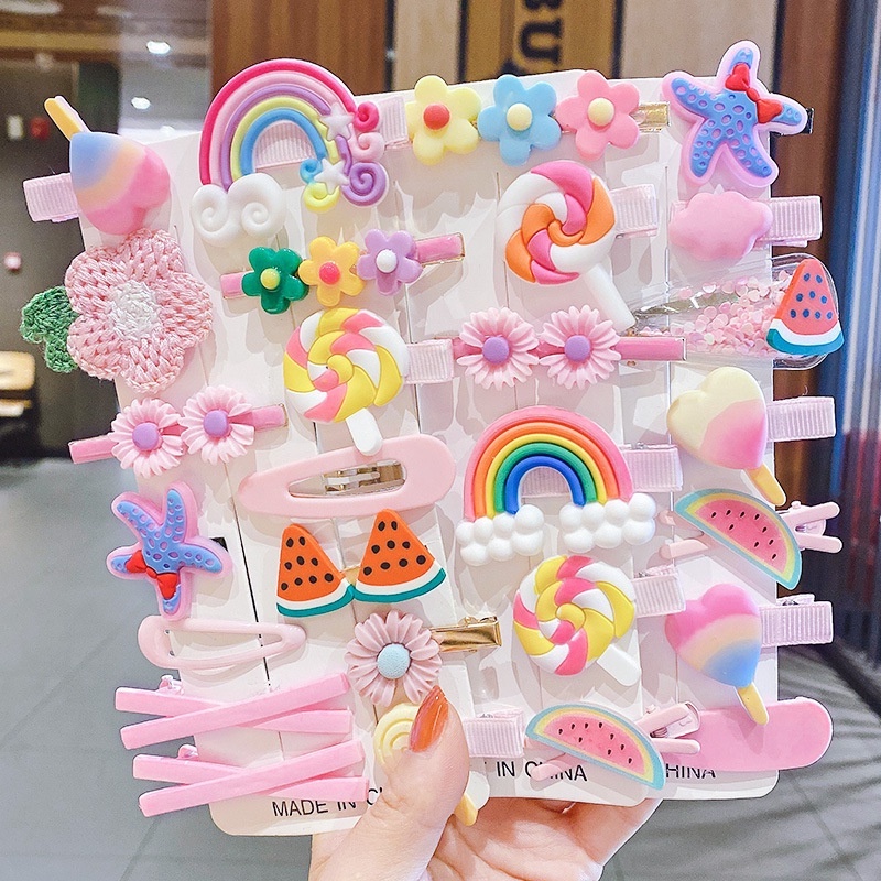 (14 Bộ) Kẹp Tóc Hình Trái Cây Dễ Thương Thời Trang Cho Bé Gái