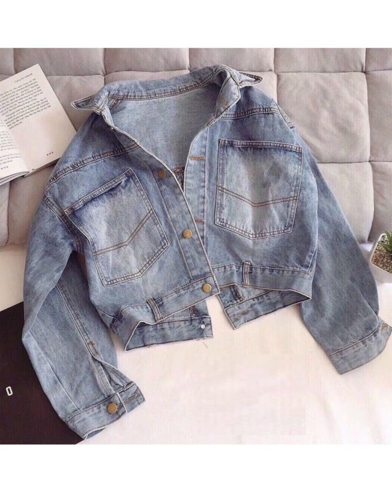 Áo khoác jean nữ 4 cúc sau lưng croptop siêu hot 1448