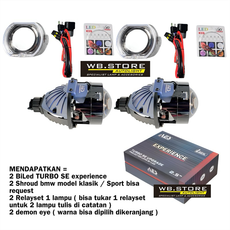 PROJECTOR BILED COMBO PAKET HEMAT BILED AES TURBO SE EXPERIENCE 60 WATT ...